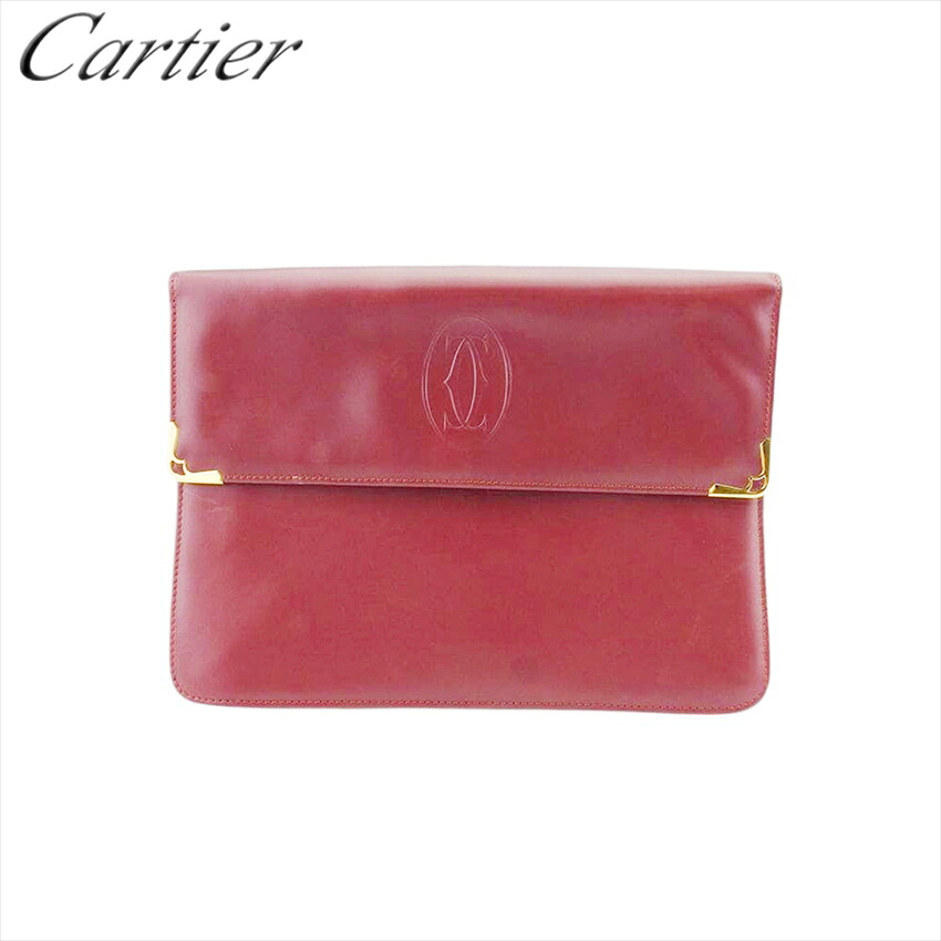 【雨季得SALE★21％OFFクーポン券】【中古】 カルティエ クラッチペダル御徒面子 二つ目御徒面子 レディース ボルドーワイン×ゴールド なめし革×ゴールド金具 Cartier C4462 ブランド名 ご機嫌ブランド名 ヴィンテージ 貨物輸送無料