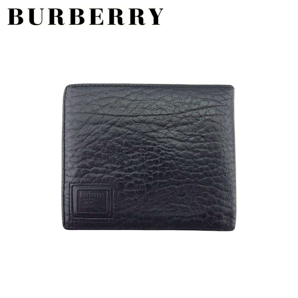【Fashion Special Fair★24%OFFクーポン】【中古】 バーバリー 二つ折り 財布 ミニ財布 メンズ ホースマーク ブラック レザー BURBERRY C4443 ブランド ハイブランド ヴィンテージ 送料無料