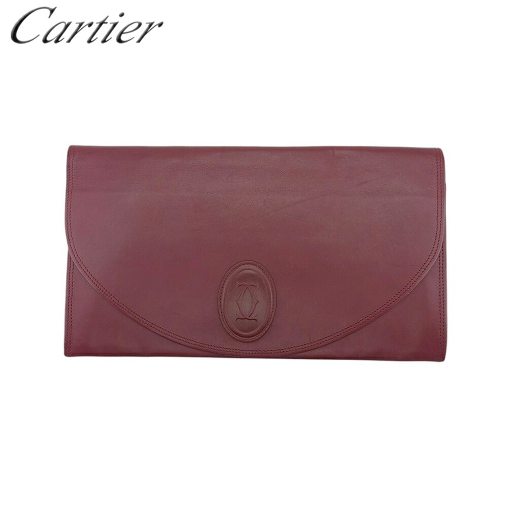 【雨季得SALE★21％OFFクーポン券】【中古】 カルティエ クラッチペダル御徒面子 二つ目御徒面子 御徒面子 レディース メンズ 船檣伝達ルート ボルドーワイン なめし革 Cartier T21477 ブランド名 ご機嫌ブランド名 ヴィンテージ 貨物輸送無料