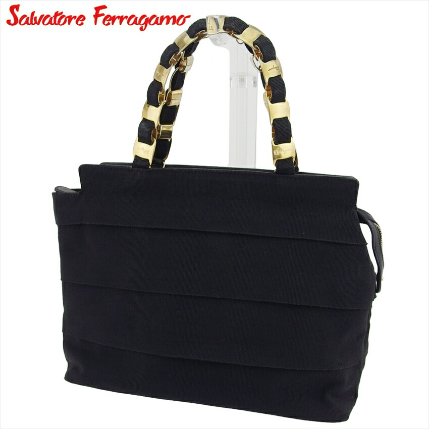【美品】サルヴァトーレフェラガモ　トートバッグ　フリンジ　ロゴ型押し　ブラック 楽天市場】Salvatore Ferragamo BONNIE LETTERING LOGO TOTE BAG