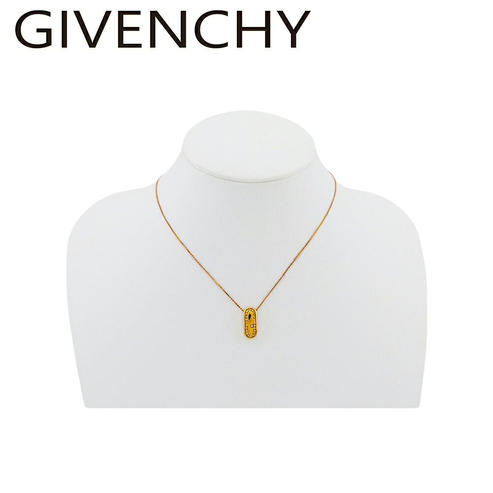 【お買い物マラソン★30％OFFクーポン】【中古】 ジバンシィ ネックレス ペンダント アクセサリー レディース メンズ ラインストーン付き Gマーク ゴールド ゴールド金具×ラインストーン GIVENCHY T21384 ブランド ハイブランド ヴィンテージ 送料無料