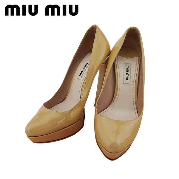 【お買い物マラソン★30%OFFクーポン】【中古】 ミュウミュウ パンプス シューズ 靴 エナメル miu miu E17071 ブランド ハイブランド ヴィンテージ 送料無料