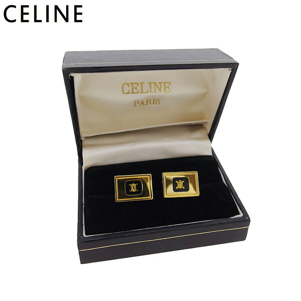 【百貨店SALE★最大限度50％OFF】【中古】 セリーヌ 折り返し 付属物 黒いこと×ゴールド ゴールドメッキ CELINE T23714 ブランド名 ご機嫌ブランド名 ヴィンテージ 貨物輸送無料