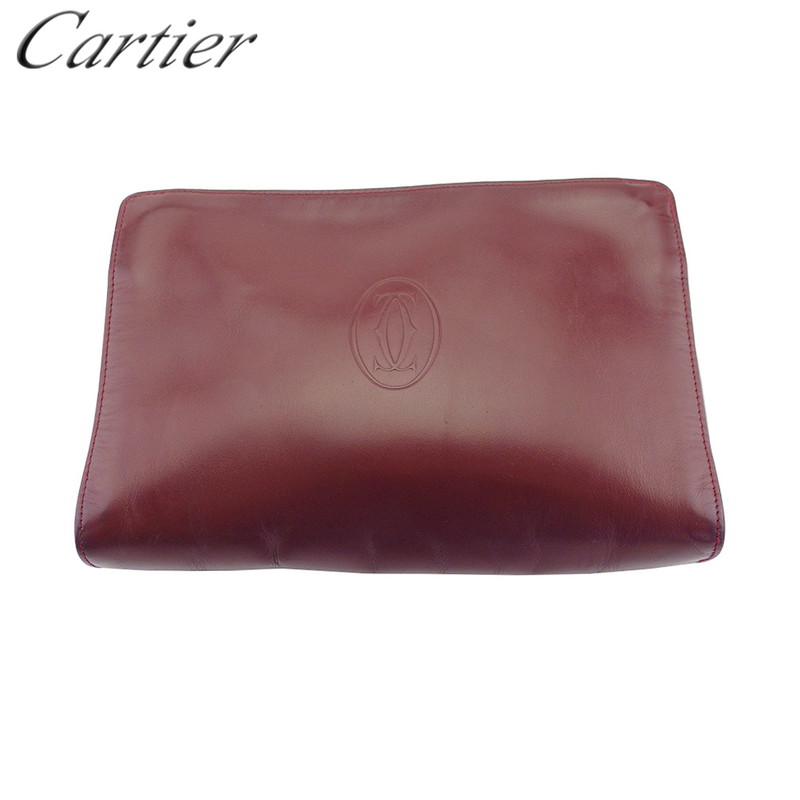 【雨季得SALE★21％OFFクーポン券】【中古】 カルティエ クラッチペダル御徒面子 二つ目 御徒面子 レディース メンズ 船檣伝達ルート ボルドーワイン なめし革×ゴールド金具 Cartier T23777 ブランド名 ご機嫌ブランド名 ヴィンテージ 貨物輸送無料