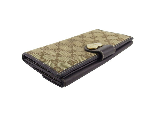 GUCCI GGキャンバス Wホック 二つ折り財布 ベージュ レディース