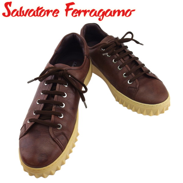 【Fashion Special Fair★24％OFFクーポン】【中古】 サルヴァトーレ フェラガモ スニーカー シューズ 靴 CUBE レザー Salvatore Ferragamo T23965 ブランド ハイブランド ヴィンテージ 送料無料