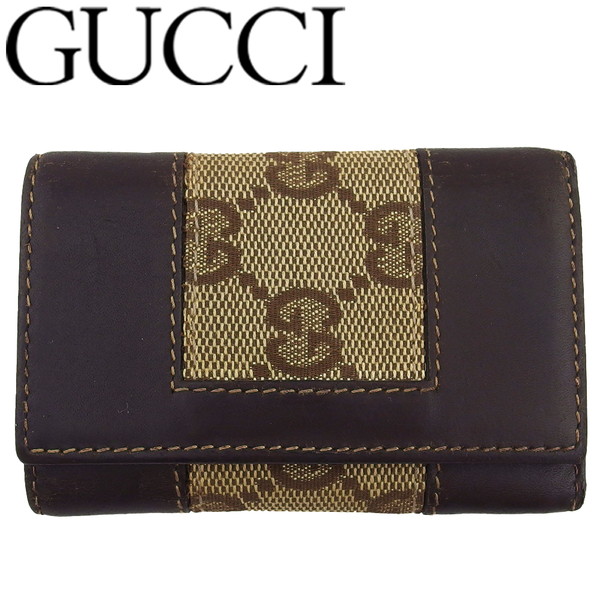 【Fashion Special Fair★24％OFFクーポン】【中古】 グッチ キーケース 6連キーケース GG柄 ベージュ×ブラウン×シルバー キャンバス×レザー GUCCI T23977 ブランド ハイブランド ヴィンテージ 送料無料