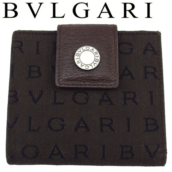 BVLGARIブルガリ 美品 ロゴマニア 二つ折り　コンパクト財布 BVLGARI 新品同様 ブルガリ ロゴマニア コンパクト ウォレット 二