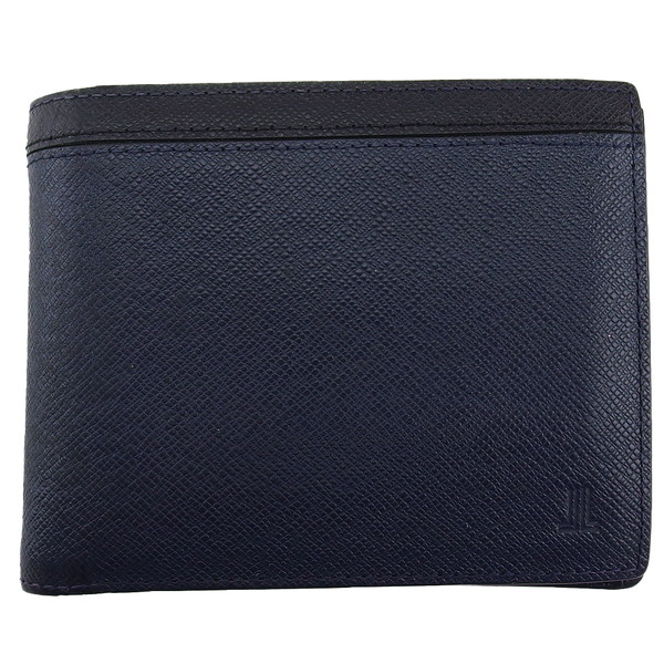 【お買い物マラソン★30％OFFクーポン】【中古】 ランバン 二つ折り 財布 ウォレット メンズ クウルールドヴァン ネイビー×ブラック レザー LANVIN T24039 ブランド ハイブランド ヴィンテージ 送料無料