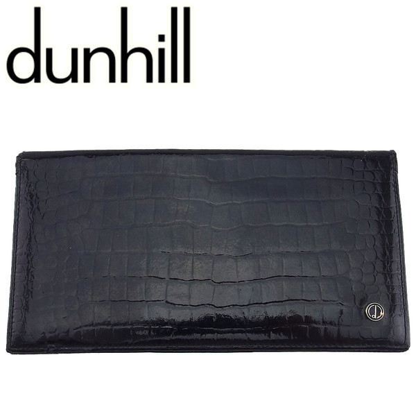 【Fashion Special Fair★24％OFFクーポン】【中古】 ダンヒル 長札入れ 札入れ メンズ dマーク クロコ調 ブラック 型押しエナメルレザー dunhill G17499 ブランド ハイブランド ヴィンテージ 送料無料
