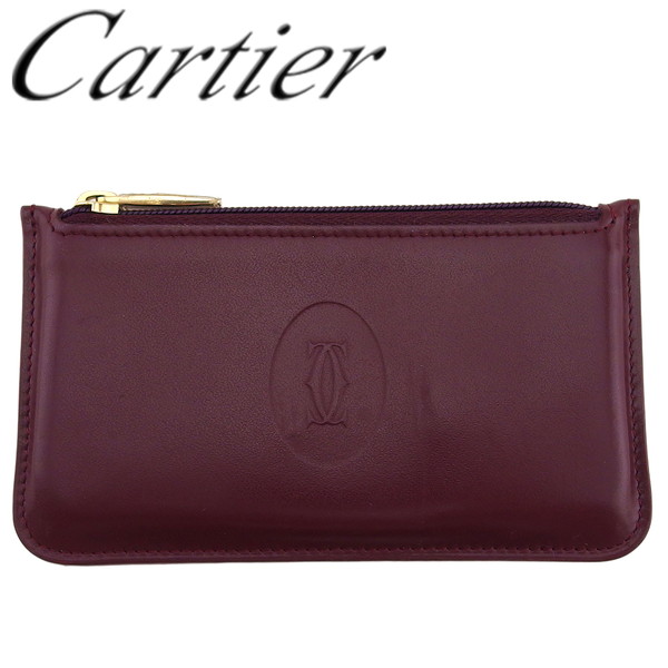 【Fashion Special Fair★24％OFFクーポン】【中古】 カルティエ キーケース コインケース レディース メンズ マストライン ボルドー レザー×ゴールド金具 Cartier T24122 ブランド ハイブランド ヴィンテージ 送料無料