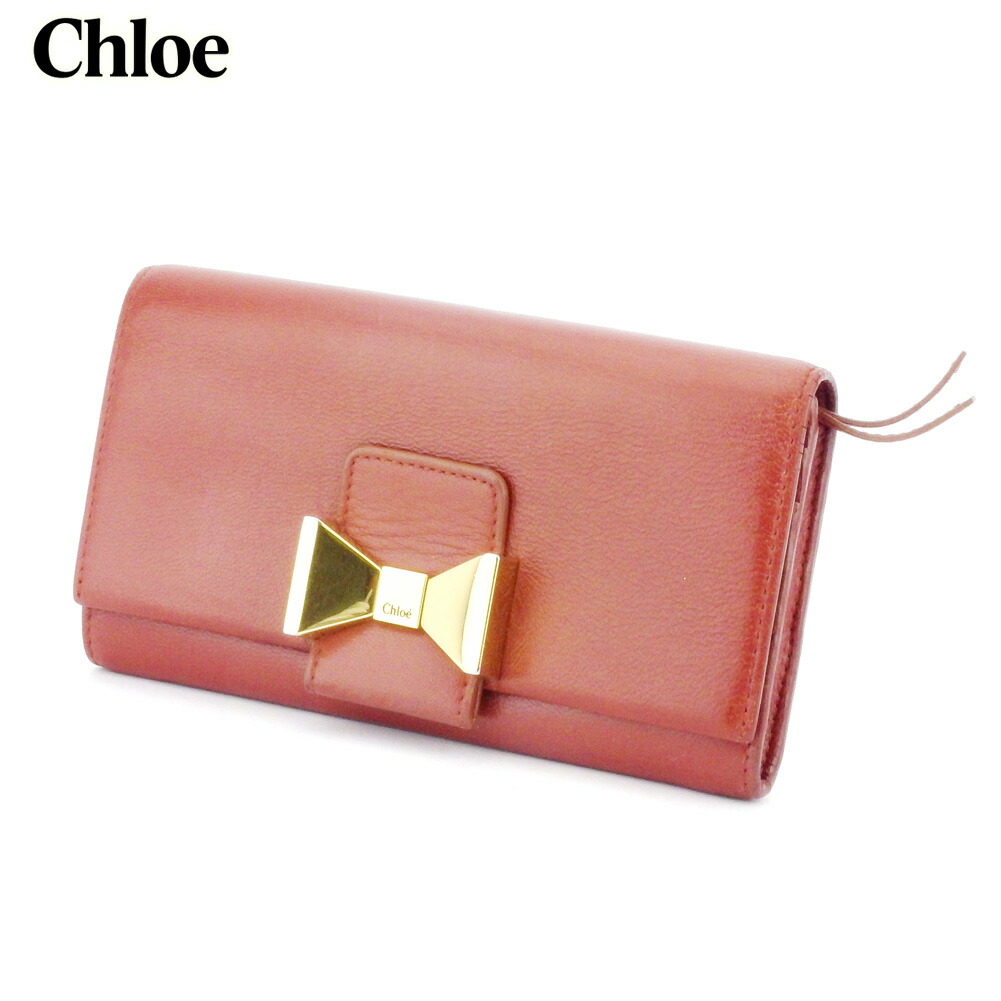 【Fashion Special Fair★24％OFFクーポン】クロエ 長財布 ファスナー付き 財布 メタル リボン ボビー ブラウン ゴールド レザー Chloe 【クロエ】 d2084s 【中古】 ブランド ハイブランド ヴィンテージ 送料無料