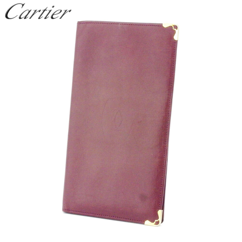 【お買い物マラソン★30%OFFクーポン】カルティエ Cartier 長札入れ 札入れ レディース メンズ ボルドー ゴールド レザー 【カルティエ】 D2112 【中古】 ブランド ハイブランド ヴィンテージ 送料無料|ブランドデポ TOKYO