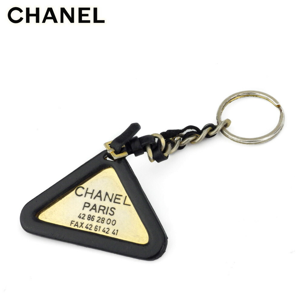【雨季得SALE★21％OFF引き換え証】シャネル キーホルダー 足懸かり輪っか レディース メンズ 年寄りのシャネル ３角形 黒いこと ゴールド なめし革×ゴールドメッキ CHANEL 【シャネル】 T10014 【中古】 ブランド名 御機嫌ブランド名 ヴィンテージ 貨物輸送無料