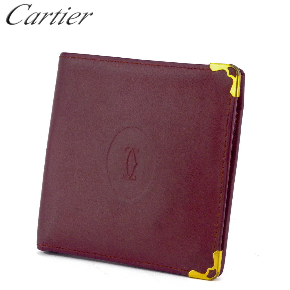 【Fashion Special Fair★24％OFFクーポン】カルティエ 二つ折り 財布 レディース メンズ マストライン ボルドー ゴールド レザー Cartier 【カルティエ】 t10032s 【中古】 ブランド ハイブランド ヴィンテージ 送料無料