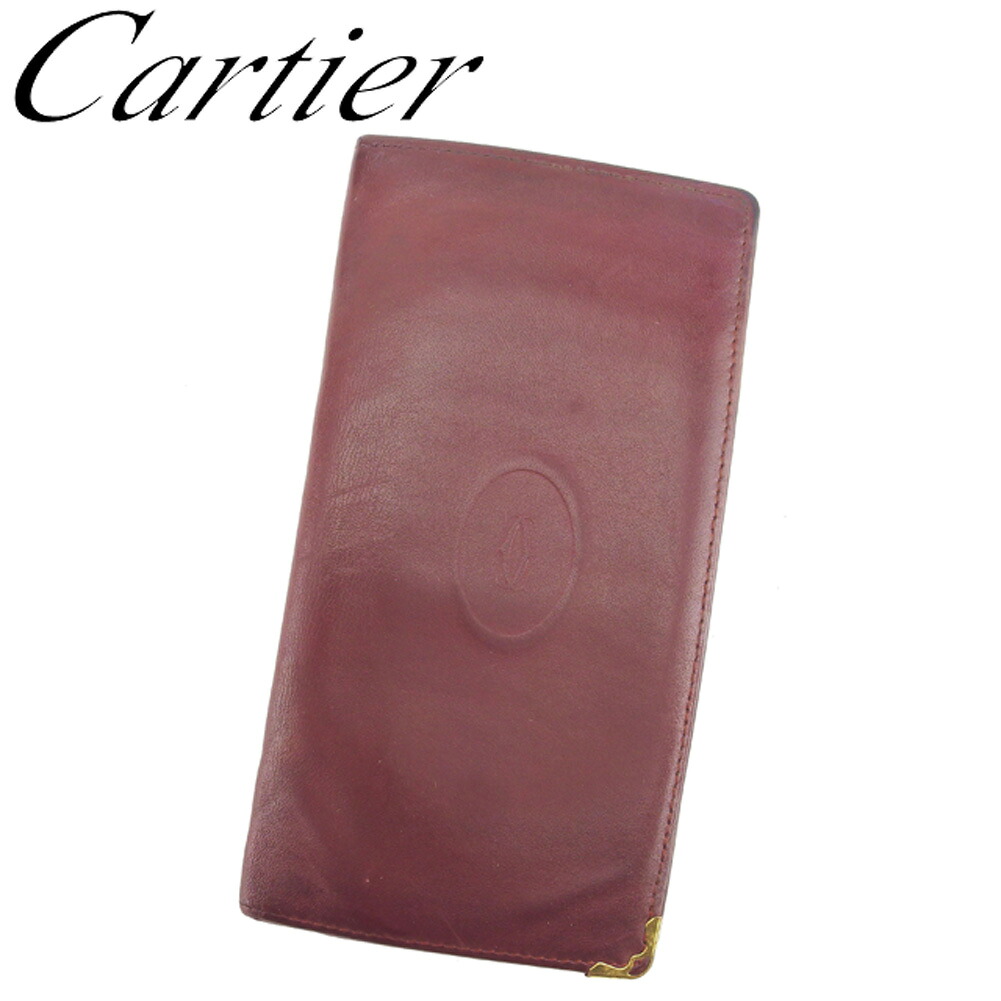 【お買い物マラソン★30％OFFクーポン】カルティエ 長札入れ 長財布 マストライン ボルドー レザー Ｃａｒｔｉｅｒ 【カルティエ】 b977s 【中古】 ブランド ハイブランド ヴィンテージ 送料無料