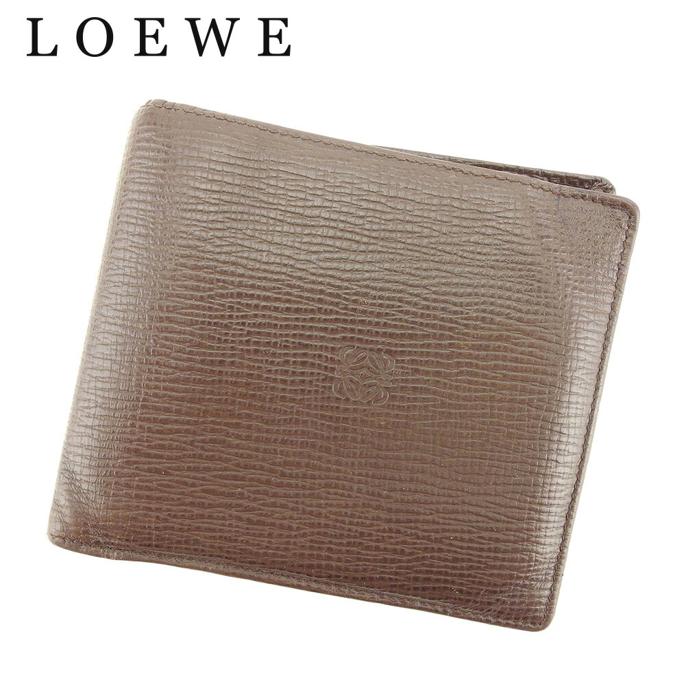LOEWE ブラウン　マネークリップ　クロコダイル LOEWE 刻印マネークリップ ダークブラウン レザー メタル 茶色