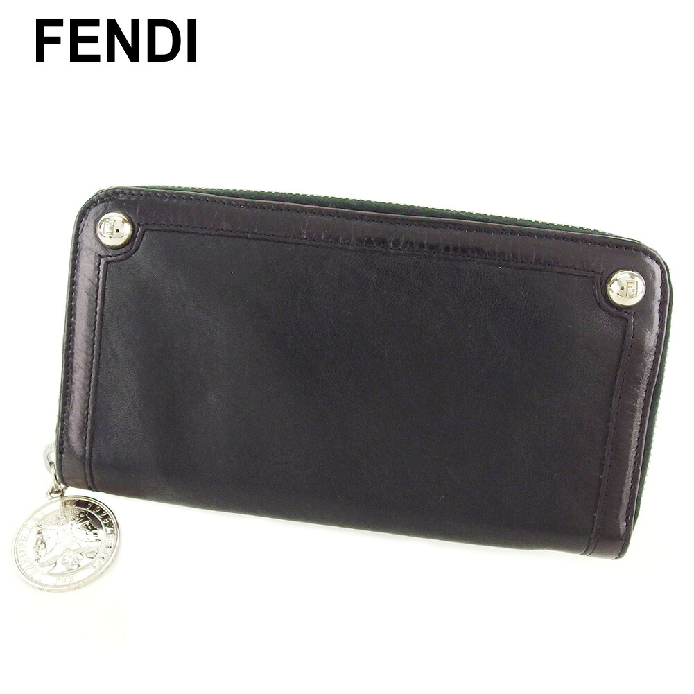 【土日BIG SALE★27％OFF引き換え証】フェンディ 長紙入れ ブランド名紙入れ さいふ ラウンドジッパー 紙入れ 逃げ道 夏 作目 黒いこと しろがね色 なめし革 硬貨動機 貨物輸送無料 【中古】 t7726 ブランド名 ご機嫌ブランド名 ヴィンテージ 貨物輸送無料