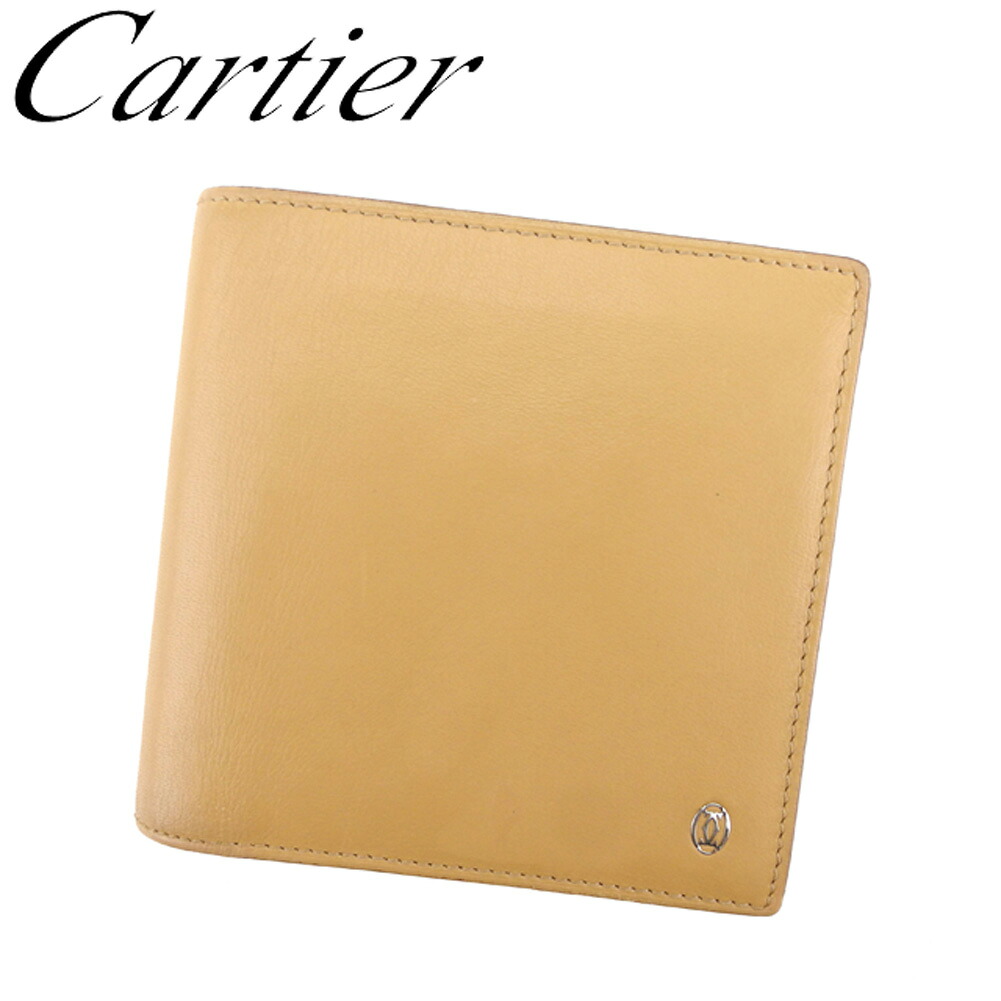 【雨季得SALE★21％OFFクーポン券】カルティエ 二つ折り 紙入れ ブランド名紙入れ さいふ 逃げ口 夏 科目 ベージュ なめし革 パシャ 貨物輸送無料 【中古】 t8122 ブランド名 ご機嫌ブランド名 ヴィンテージ 貨物輸送無料