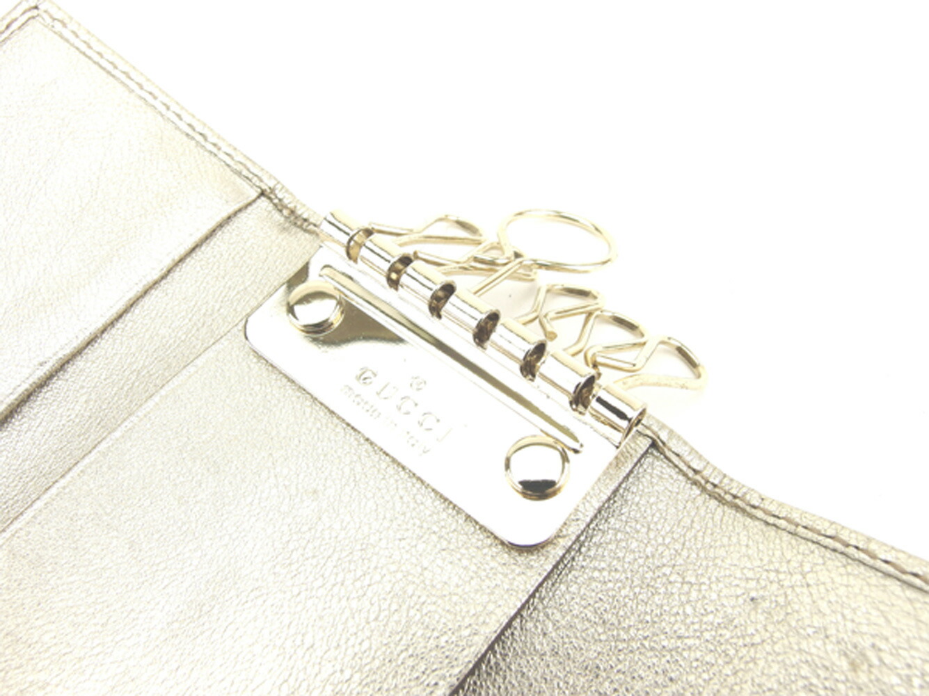 中古 グッチ キーケース 6連キーケース アビー キャンバス ベージュ ゴールド キャンバス レザー Gucci T achc Org