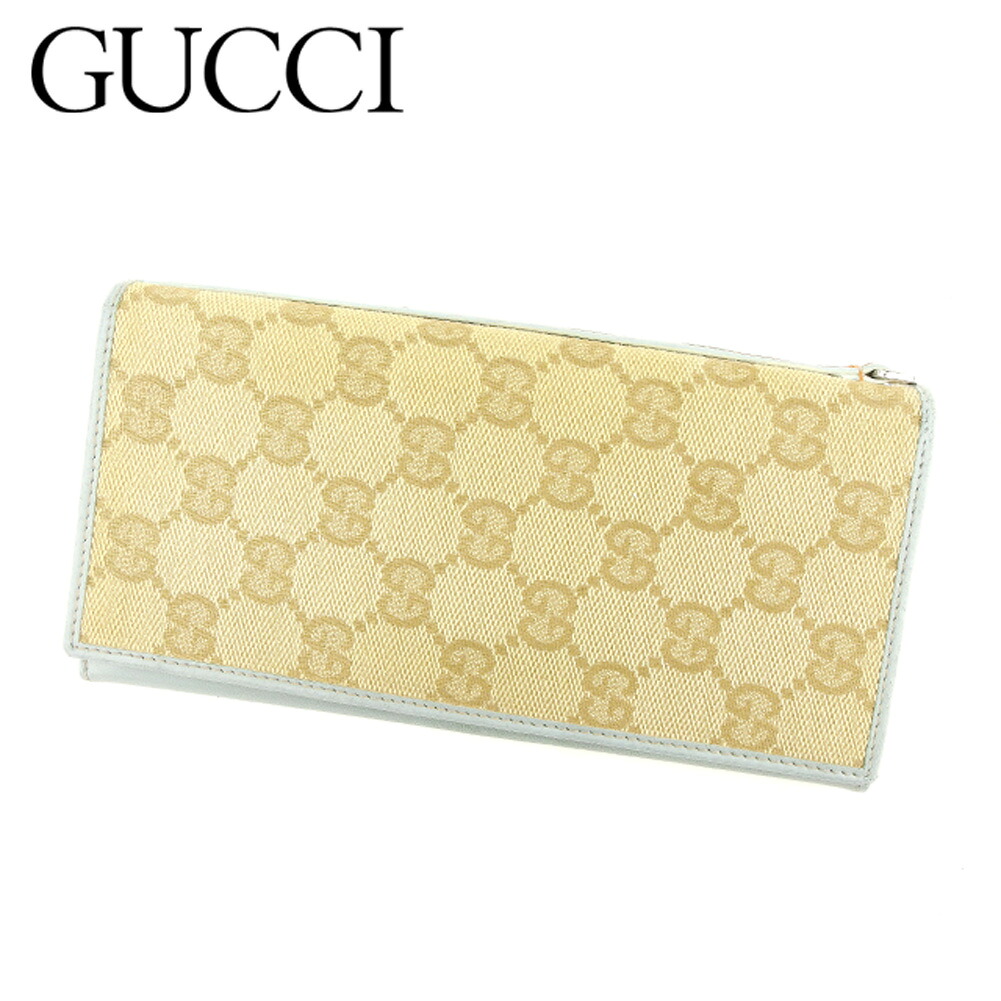 【Fashion Special Fair★24％OFFクーポン】グッチ 長財布 ファスナー付き 長財布 ＧＧキャンバス ブルー ベージュ キャンバス×レザー Ｇｕｃｃｉ 【グッチ】 q536s 【中古】 ブランド ハイブランド ヴィンテージ 送料無料