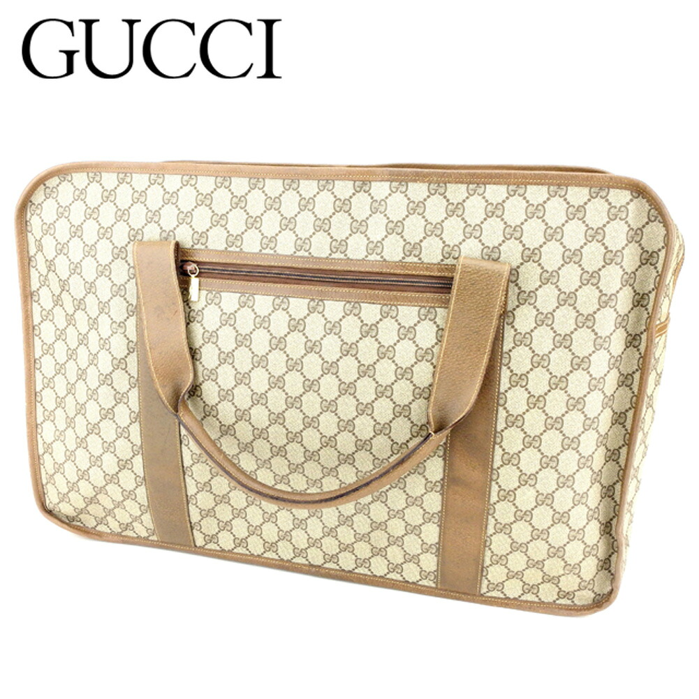 【百貨店SALE★最大限度50％OFF】グッチ 上半身御徒面子 うしろ側 旅する用御徒面子 うしろ側 GG柄 ベージュ PVC×なめし革 Ｇｕｃｃｉ 【グッチ】 t8758s 【中古】 ブランド名 ご機嫌ブランド名 ヴィンテージ 貨物輸送無料