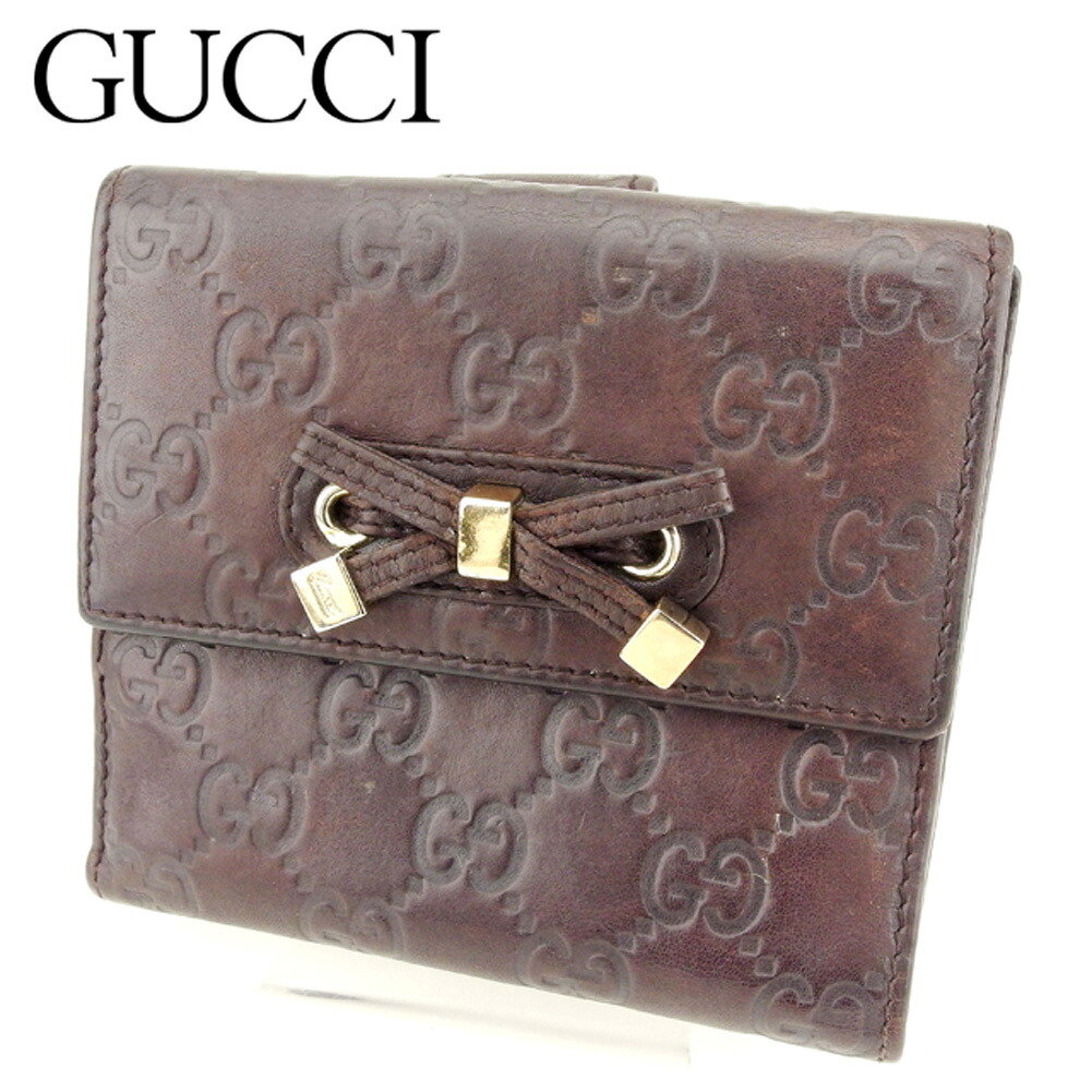 【お買い物マラソン★30％OFFクーポン】グッチ Wホック財布 二つ折り 財布 グッチシマ ブラウン レザー Ｇｕｃｃｉ 【グッチ】 t8767s 【中古】 ブランド ハイブランド ヴィンテージ 送料無料
