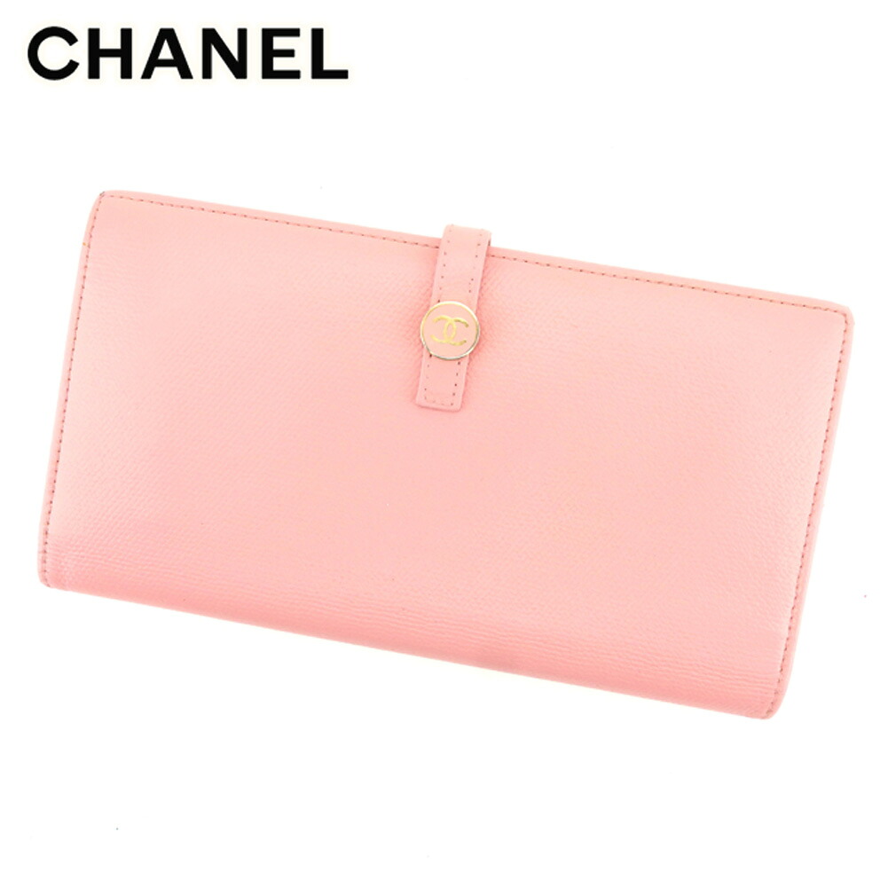 【雨季得SALE★21％OFFクーポン券】シャネル 長紙入れ Ｗ引っかかり ココボタン サクラ色 なめし革 CHANEL 【シャネル】 t8979s 【中古】 ブランド名 ご機嫌ブランド名 ヴィンテージ 貨物輸送無料