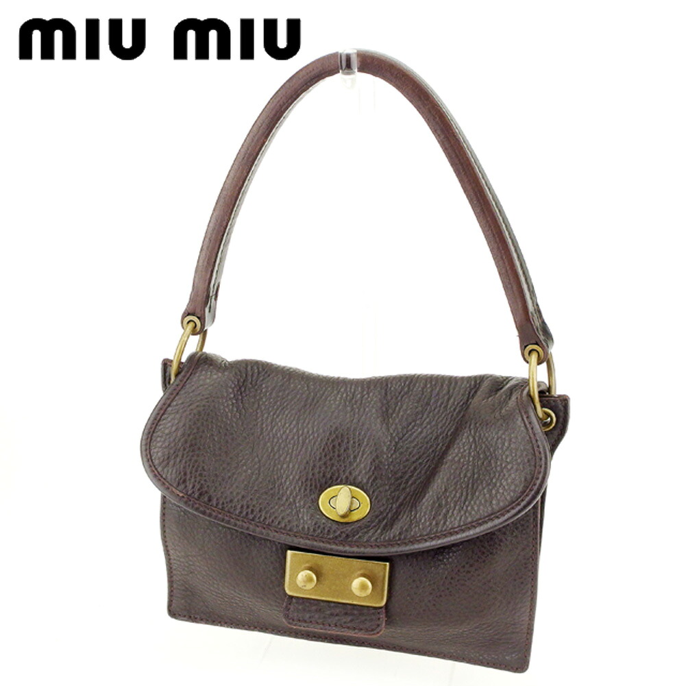 【お買い物マラソン★30％OFFクーポン】ミュウミュウ ハンドバッグ バック ワンショルダー ブラウン レザー miumiu バック 手持ちバッグ バック ファッションバッグ バック 収納 【ミュウミュウ】 T8983 【中古】 ブランド ハイブランド ヴィンテージ 送料無料｜ブランドデポ TOKYO