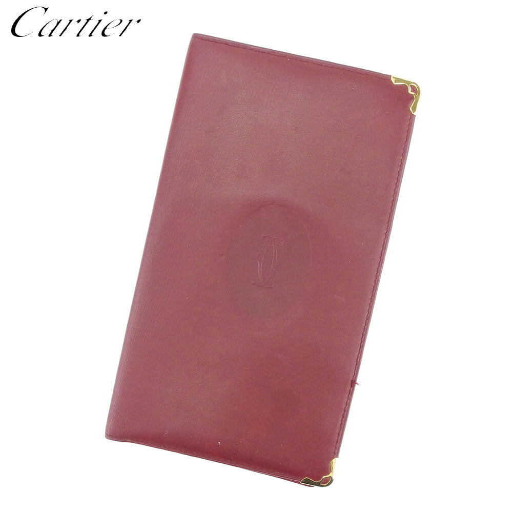 【決算前SALE★50％OFFクーポン】カルティエ 長札入れ ブランド長札入れ 長札入れ 札入れ ボルドー ゴールド レザー マストライン l2593 【中古】 ブランド ハイブランド ヴィンテージ 送料無料