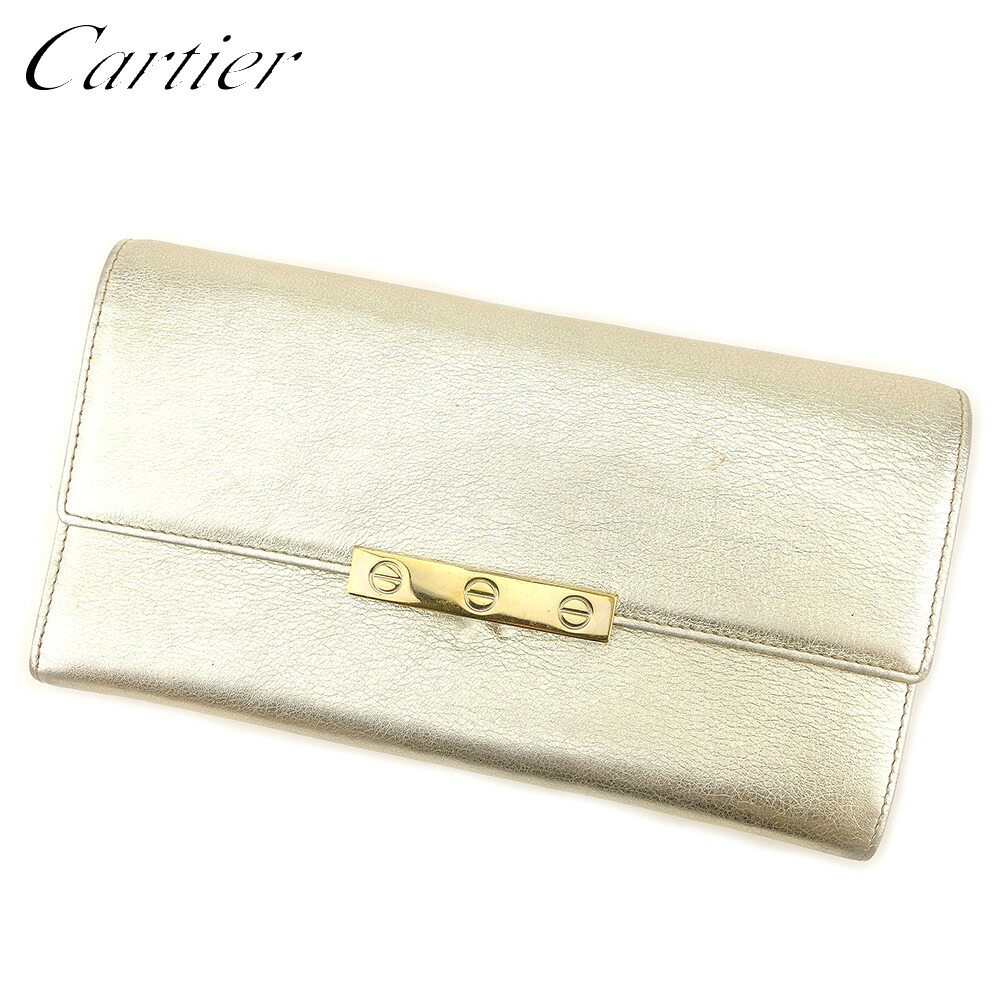 【お買い出しマラソン★30％OFF引き換え証】カルティエ 長紙入れ ジッパー付き添い人 長紙入れ 優しいこと寄せあわせ ゴールド なめし革 Cartier 【カルティエ】 t9014s 【中古】 ブランド名 ご機嫌ブランド名 ヴィンテージ 貨物輸送無料