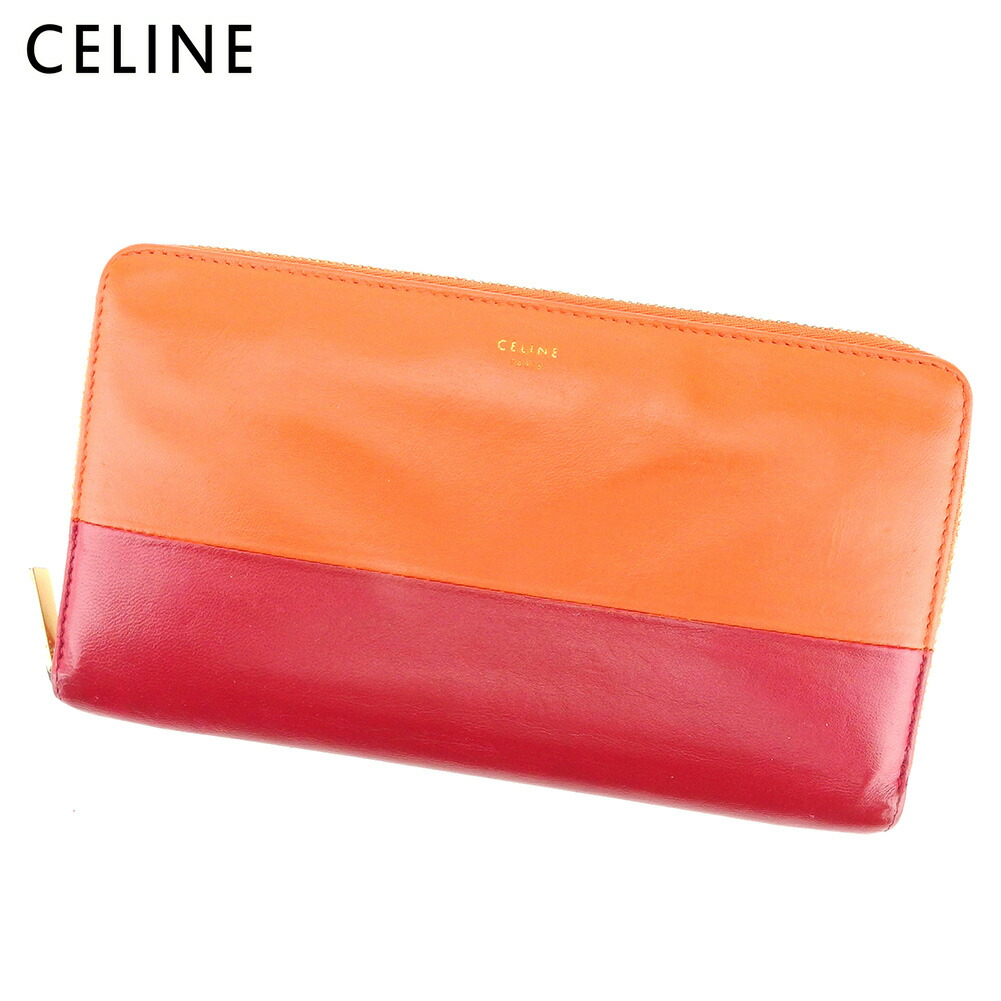 CELINE セリーヌ バイカラー 長財布 旧デザイナー　ベージュ オレンジ CELINE セリーヌ バイカラー 長財布 旧デザイナー ベージュ オレンジ