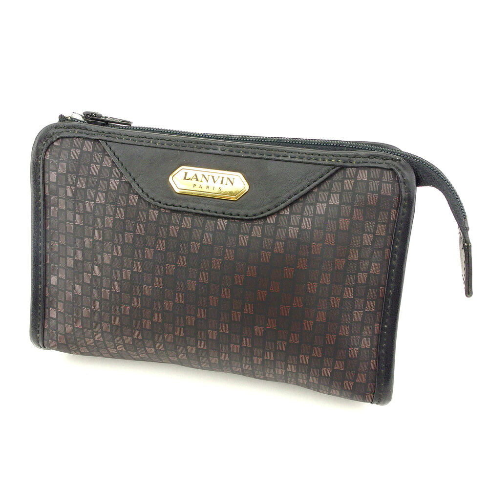 【お買い物マラソン★30％OFFクーポン】ランバン 化粧ポーチ 化粧ポーチポーチ ブラック ブラウン PVC&times;レザー LANVIN 【ランバン】 【中古】 a1838s ブランド ハイブランド ヴィンテージ 送料無料｜ブランドデポ TOKYO