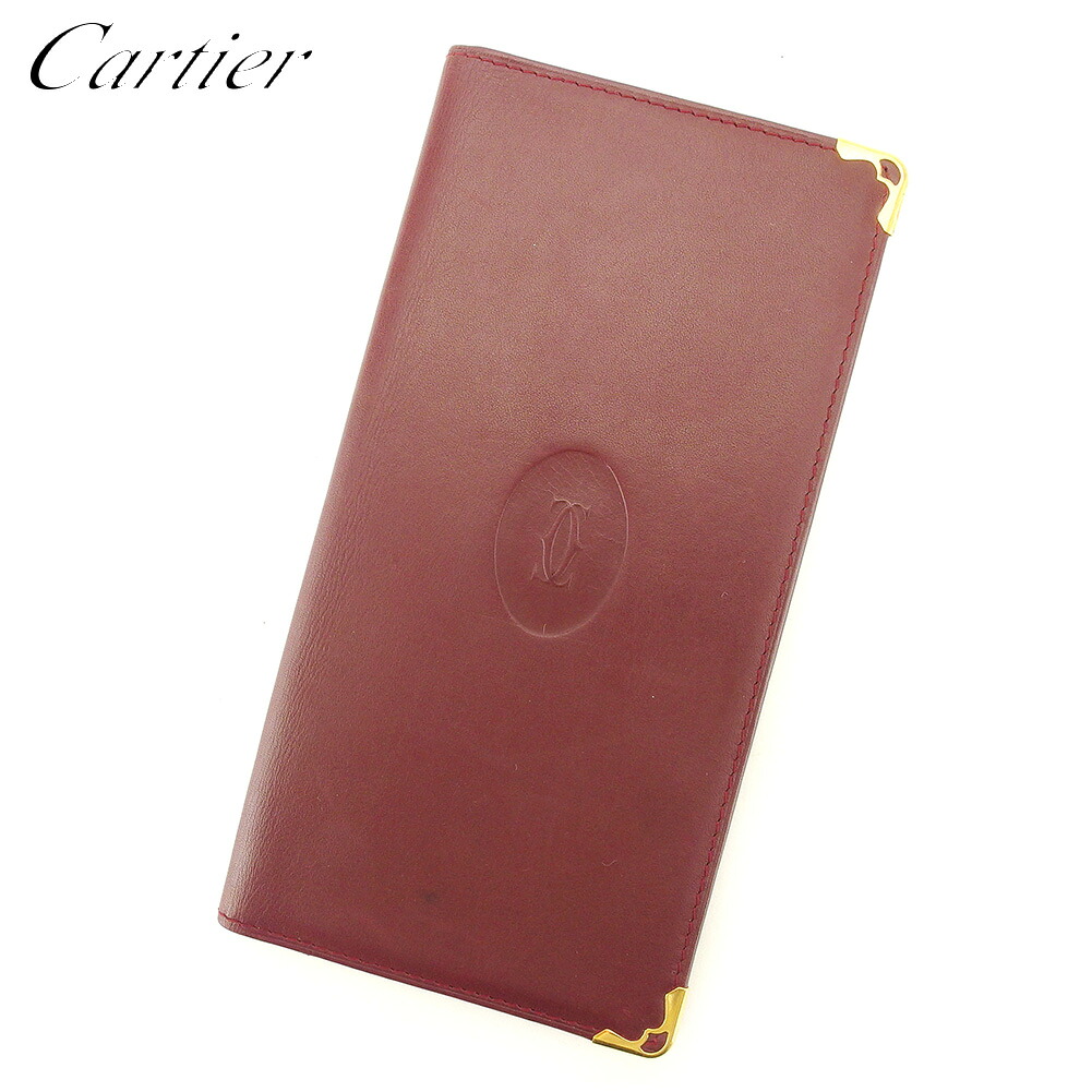 【お買い物マラソン★30％OFFクーポン】カルティエ 長札入れ ブランド長札入れ 長札入れ 長財布 ボルドー レザー マストライン l2730 【中古】 ブランド ハイブランド ヴィンテージ 送料無料