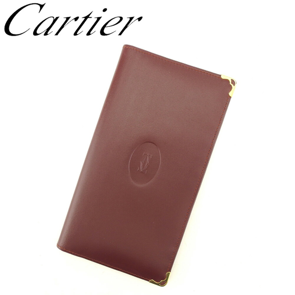 【お買い物マラソン★30％OFFクーポン】カルティエ 長札入れ 札入れ マストライン ボルドー ゴールド レザー Cartier 【カルティエ】 t9152s 【中古】 ブランド ハイブランド ヴィンテージ 送料無料