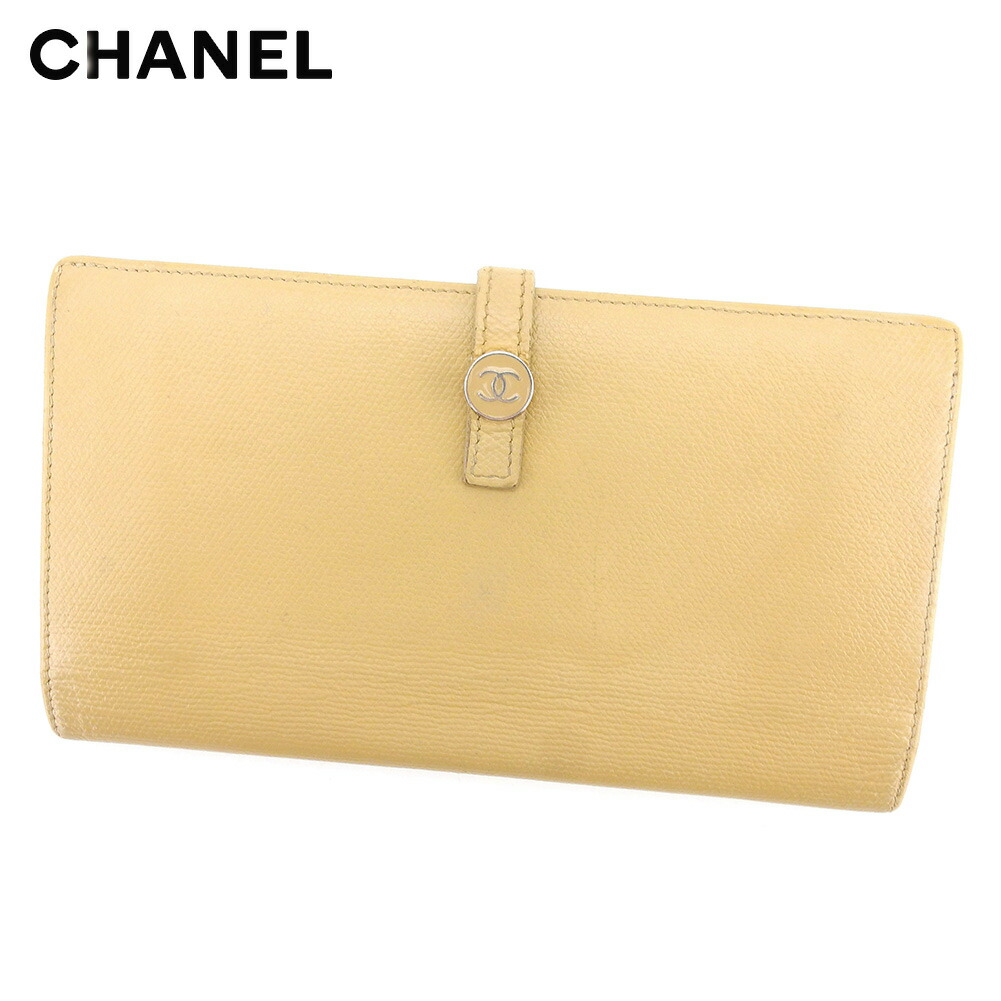 【雨季得SALE★21％OFFクーポン券】シャネル 長紙入れ ブランド名紙入れ さいふ Ｗ引っかかり 逃げ口 夏 科目 ベージュ なめし革 ココボタン 貨物輸送無料 l2619 【中古】 ブランド名 ご機嫌ブランド名 ヴィンテージ 貨物輸送無料