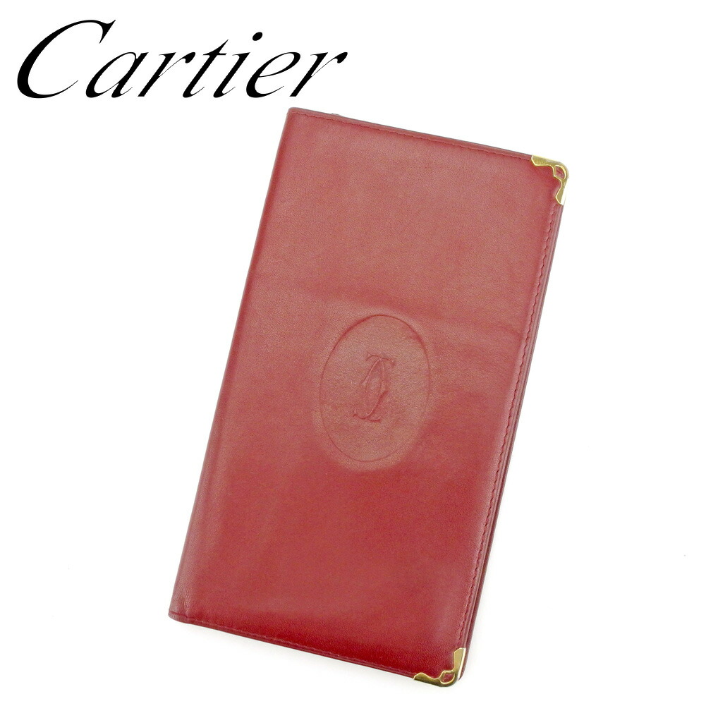 【新生活応援★29％OFFクーポン】カルティエ Cartier 長札入れ 札入れ レディース メンズ ボルドー ゴールド レザー 【カルティエ】 P900 【中古】 ブランド ハイブランド ヴィンテージ 送料無料