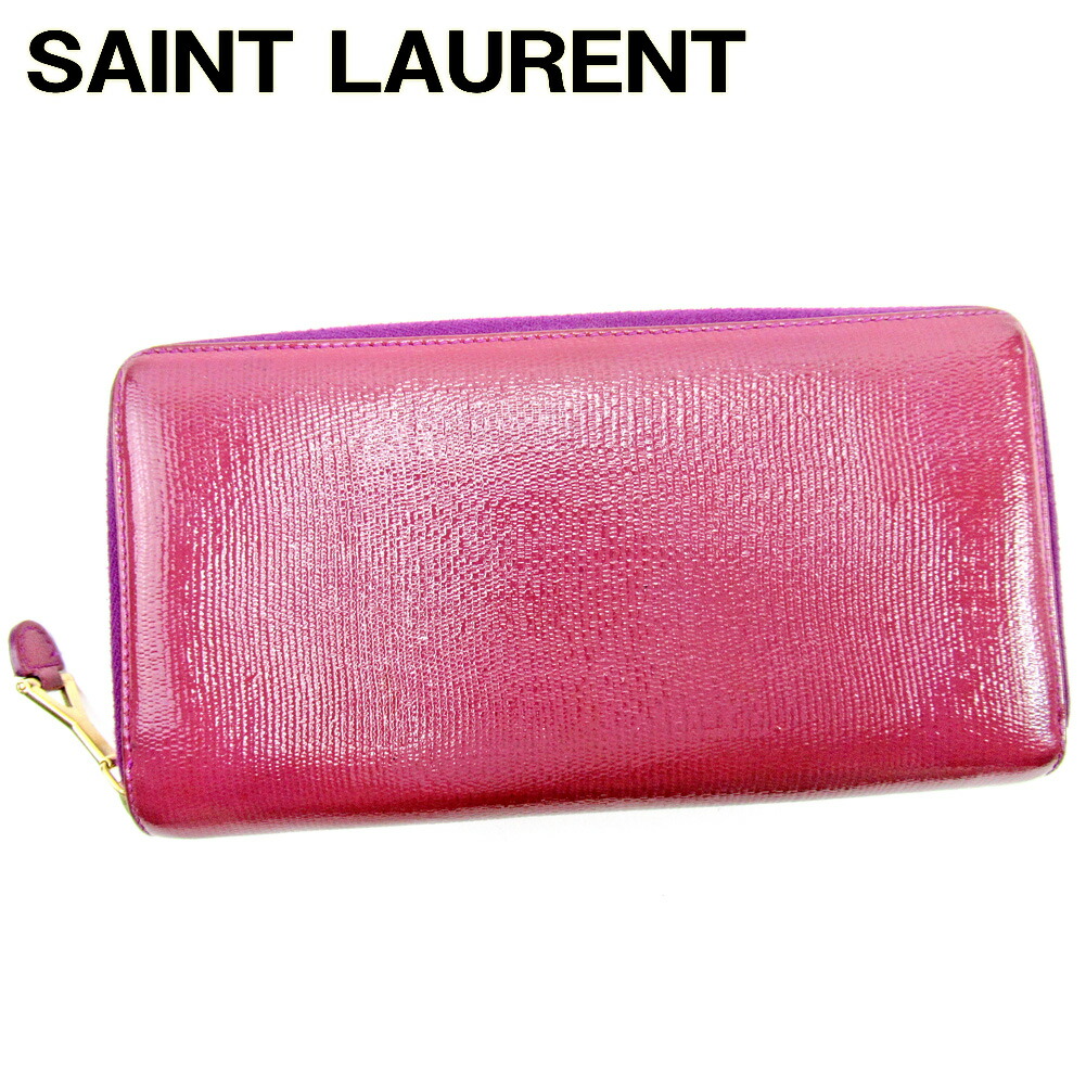 サンローランパリ　長財布　リヴゴーシュ　YSLチャーム　ロゴ金具　レザー　濃紺 SAINT LAURENT PARIS】サンローランパリ『YSLロゴ ラージ