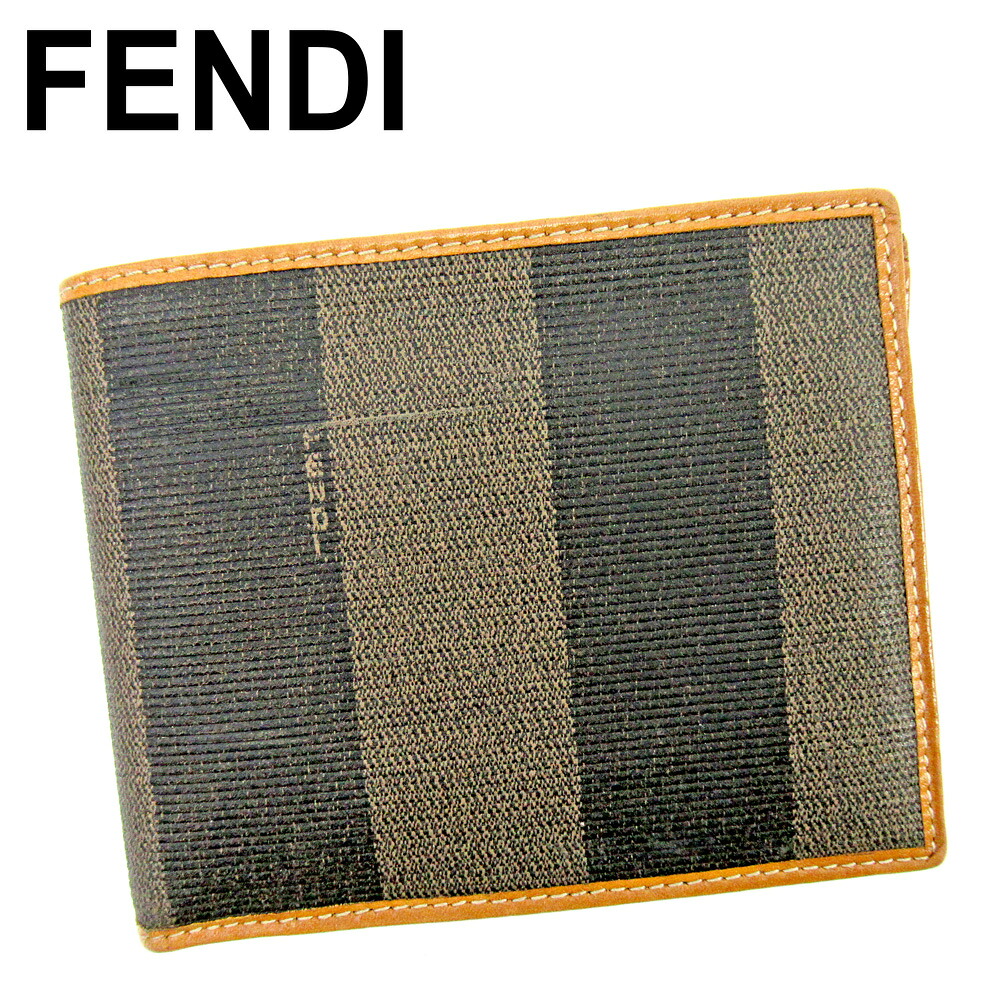 【土日BIG SALE★27％OFFクーポン券】フェンディ 二つ折り 銭入れ ブランド名銭入れ さいふ ベージュ 黒いこと PVC×なめし革 ペカン 【中古】 e1491 ブランド名 ご機嫌ブランド名 ヴィンテージ 貨物輸送無料