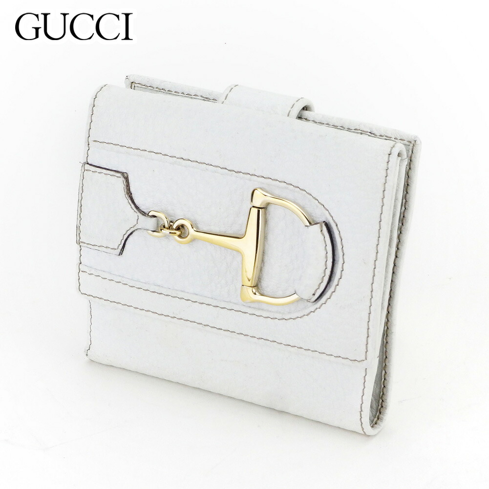 【Fashion Special Fair★24％OFFクーポン】グッチ Wホック 財布 二つ折り ハスラービット ホワイト 白 ゴールド レザー GUCCI 【グッチ】 h691s 【中古】 ブランド ハイブランド ヴィンテージ 送料無料