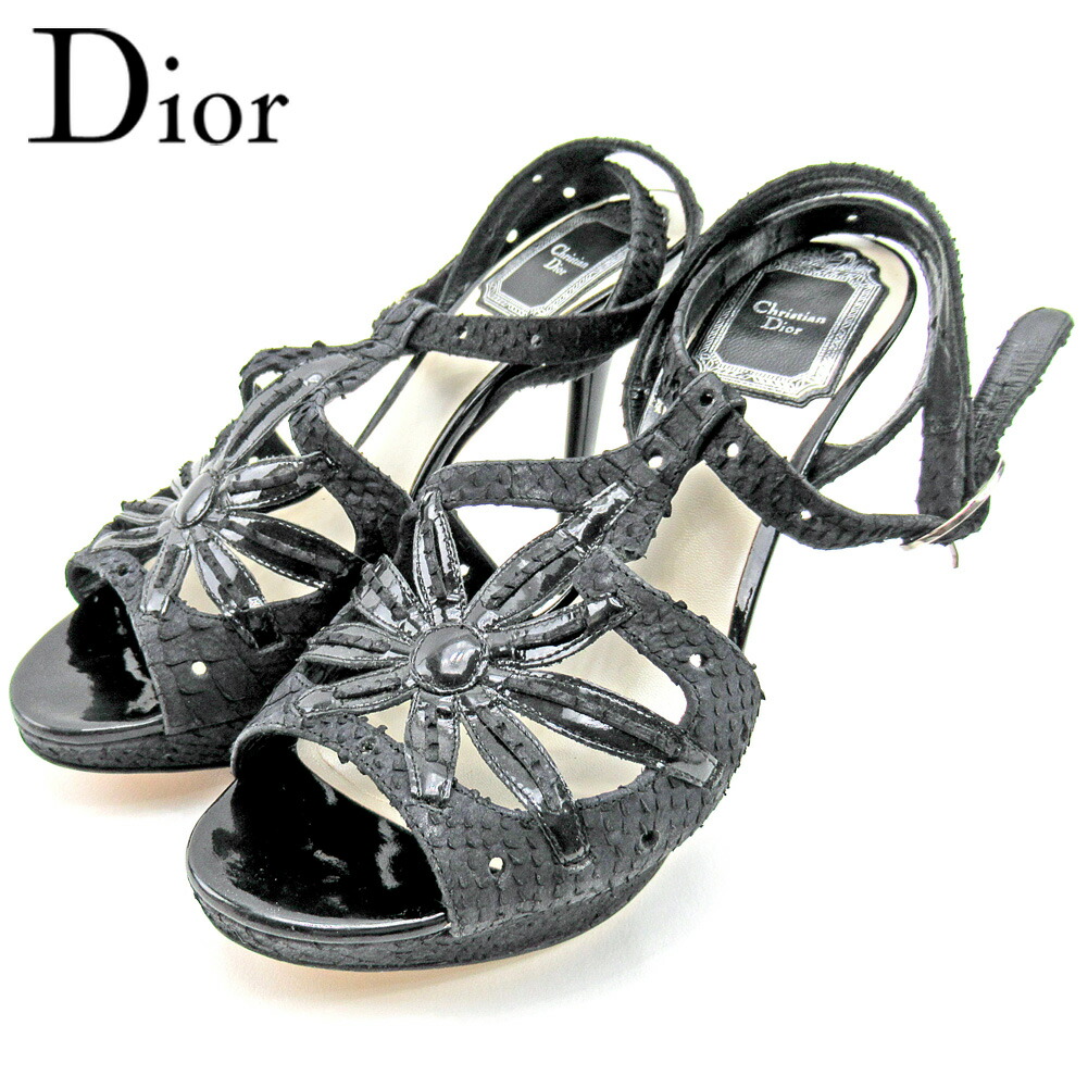 美品✨Dior ヒール サンダル トロッター ロゴプレート 保存袋付き 37 org.jpg