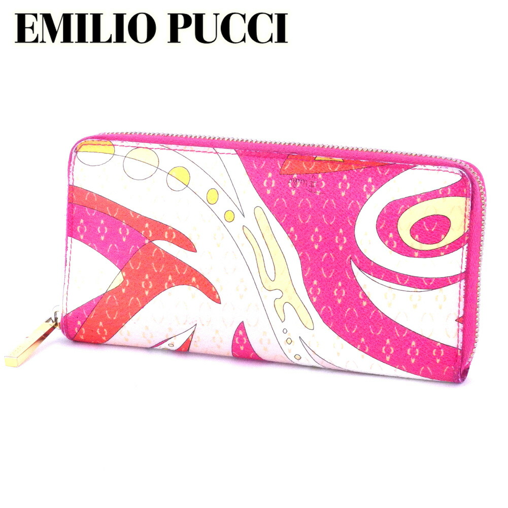 お年玉セール特価 中古 グッチ バッグ エミリオ エミリオ Pucci プッチ ラウンドファスナー プッチ 財布 オレンジ Emilio レディース 長財布 ピンク ベージュ系 メンズ ユニセックス Pvc レザー サイフ 小物 ブランド 人気 贈り物 迅速発送 1点物 兼用 男性 女性
