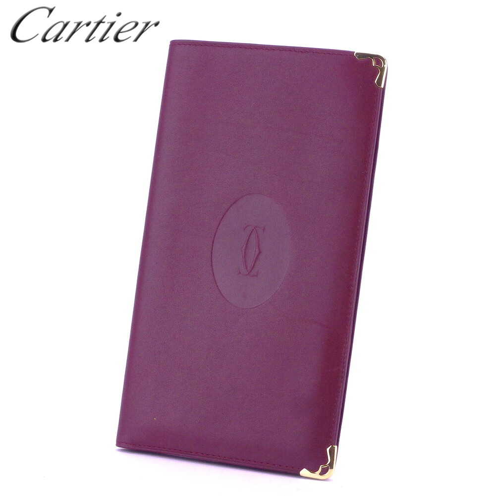 【お買い物マラソン★30％OFFクーポン】カルティエ Cartier 長札入れ 札入れ レディース メンズ ボルドー ゴールド レザー 【カルティエ】 T10398 【中古】 ブランド ハイブランド ヴィンテージ 送料無料
