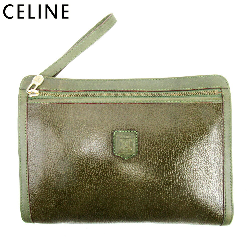 【Fashion Special Fair★24％OFFクーポン】セリーヌ クラッチバッグ バック セカンドバッグ バック グリーン レザー CELINE セカンドバッグ バック ファッション 収納バッグ バック 【セリーヌ】 C3689 【中古】 ブランド ハイブランド ヴィンテージ 送料無料