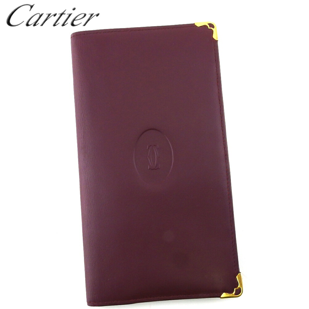 【お買い出しマラソン★30％OFF引き換え証】カルティエ 長紙入れ 紙入れ レディース メンズ 帆柱生産ライン ボルドーワイン ゴールド なめし革 Cartier t20023s 【中古】 ブランド名 ご機嫌ブランド名 ヴィンテージ 貨物輸送無料