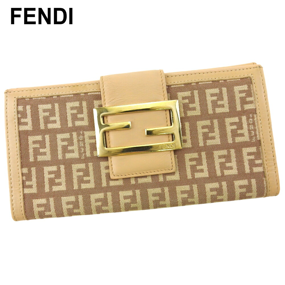 【雨季得SALE★21％OFFクーポン券】フェンディ 長紙入れ ブランド名紙入れ さいふ W引っかかり 紙入れ レディース サクラ色 赤銅色 ゴールド 帆布×なめし革 ズッキーノ 【中古】 t20032 ブランド名 ご機嫌ブランド名 ヴィンテージ 貨物輸送無料