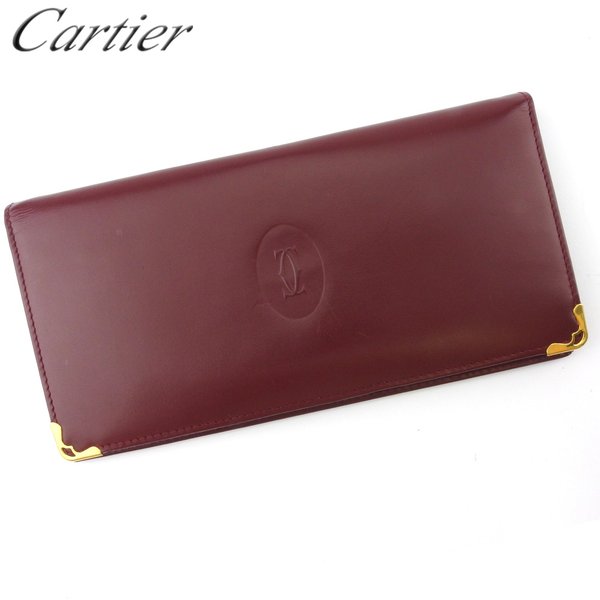 【雨季得SALE★21％OFFクーポン券】カルティエ 長紙入れ ブランド名長紙入れ 長紙入れ 紙入れ レディース メンズ ボルドーワイン ゴールド なめし革 船檣伝達ルート 【中古】 b1196 ブランド名 ご機嫌ブランド名 ヴィンテージ 貨物輸送無料