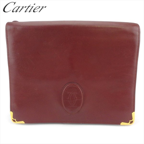 【百貨店SALE★最大限度50％OFF】カルティエ クラッチペダル御徒面子 うしろ側 二つ目御徒面子 うしろ側 御徒面子 うしろ側 レディース メンズ 船檣伝達ルート ボルドーワイン ゴールド なめし革 Cartier 【カルティエ】 l3146s 【中古】 ブランド名 ご機嫌ブランド名 ヴィンテージ 貨物輸送無料
