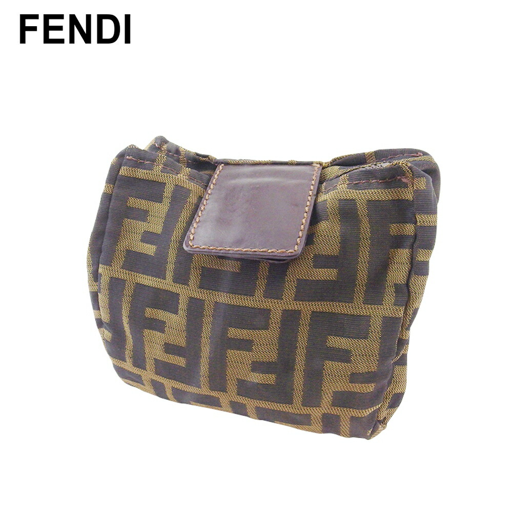 【雨季得SALE★21％OFFクーポン券】【中古】 フェンディ 合切袋 かざり付ける合切袋 レディース メンズ ズッカ ベージュ 黒いこと 赤銅色 帆布×なめし革 FENDI T20469 ブランド名 ご機嫌ブランド名 ヴィンテージ 貨物輸送無料