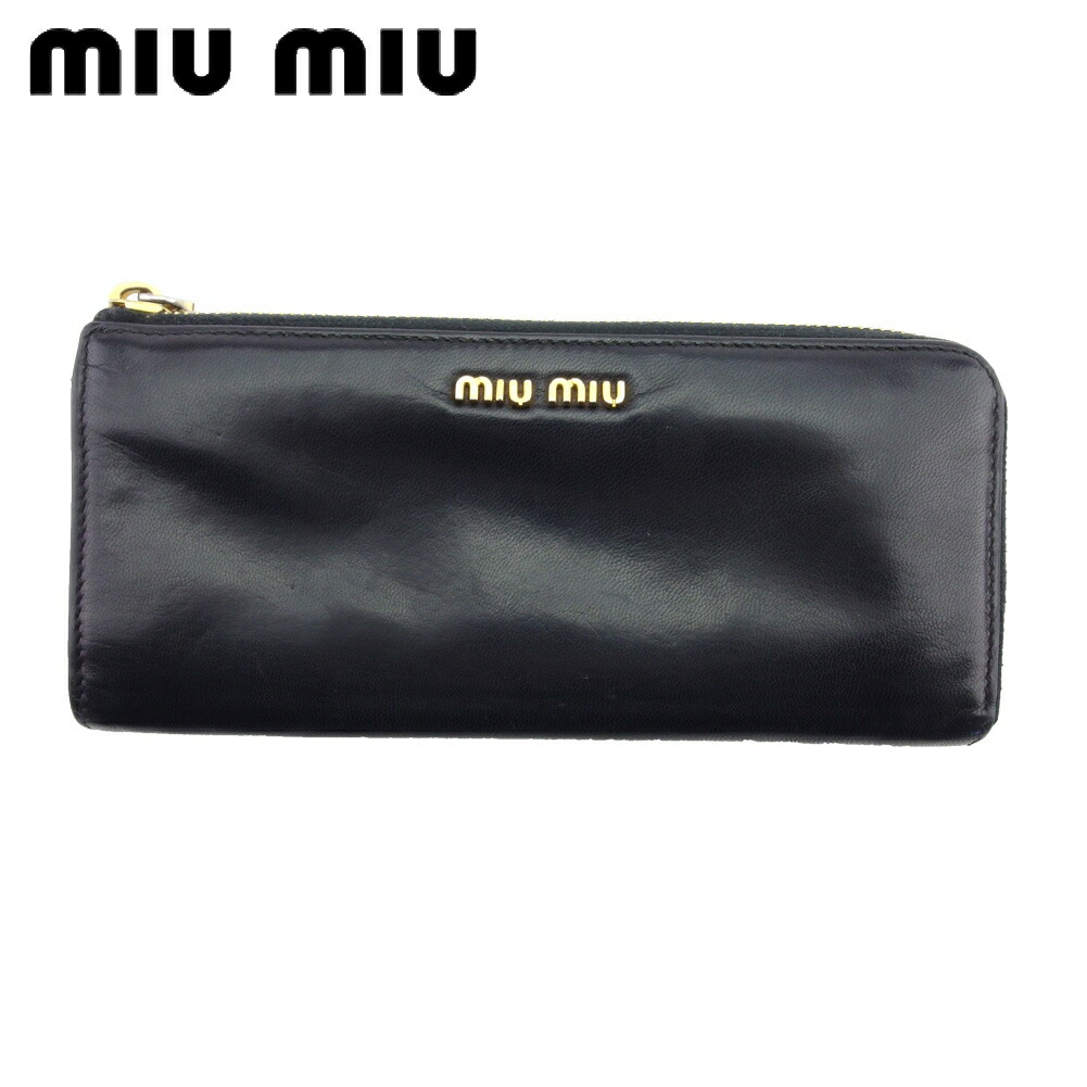 MIU MIU ミュウミュウ ギャザーレザー 長財布 ブラック L字 楽天市場】miumiu ミュウミュウ L字ファスナー長財布